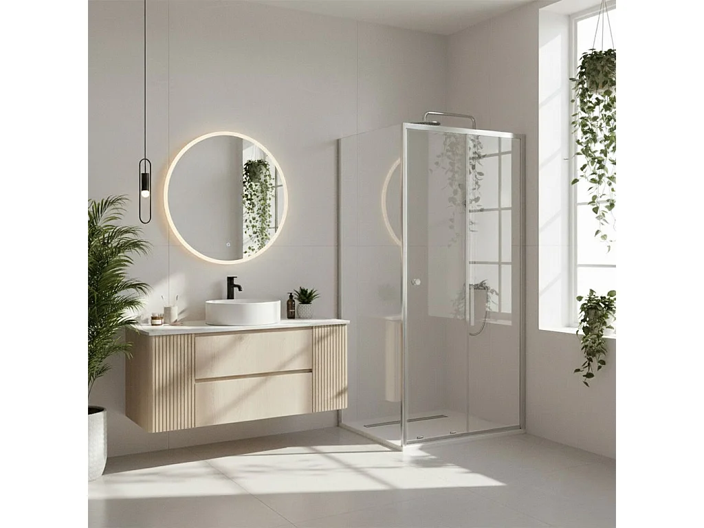 Cabine De Douche D'Angle Rea Primo Slide 110X80 Chrome