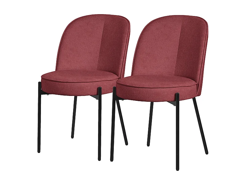 ML-Design 2 Sillas de comedor redondas rojas poliéster tapizado con patas de metal asiento acolchado con respaldo diseño atemporal mueble ergonómico