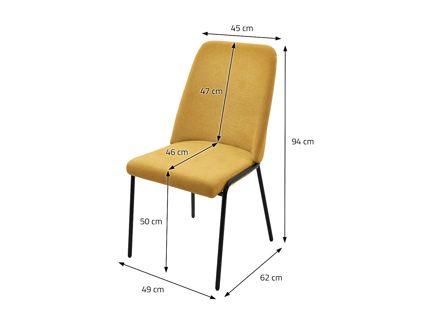 ML-Design 6x Sillas de comedor mostaza poliéster tapizado con patas de metal asiento acolchado con respaldo diseño atemporal mueble ergonómico