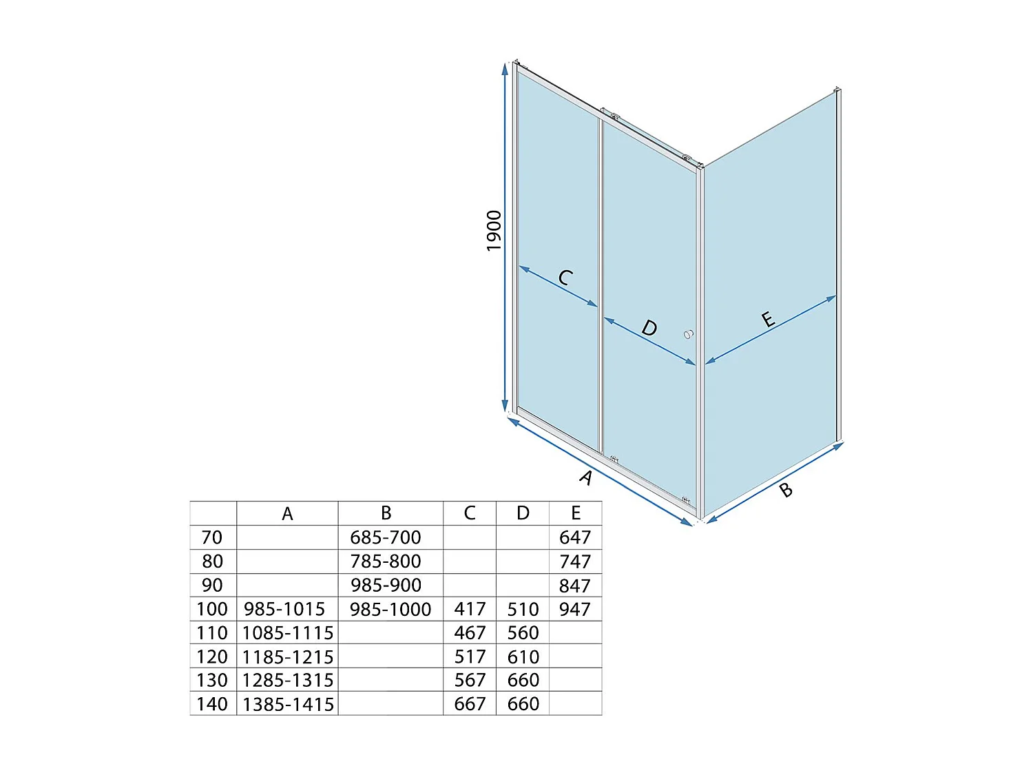Hoekdouchecabine Rea Primo Slide 110X100 Chrome