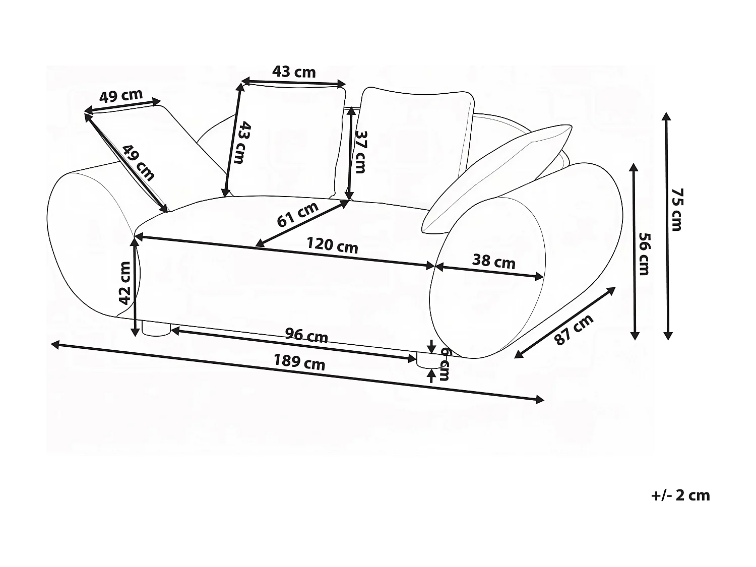 Canapé 2 places RINGEL Tissu Beige clair