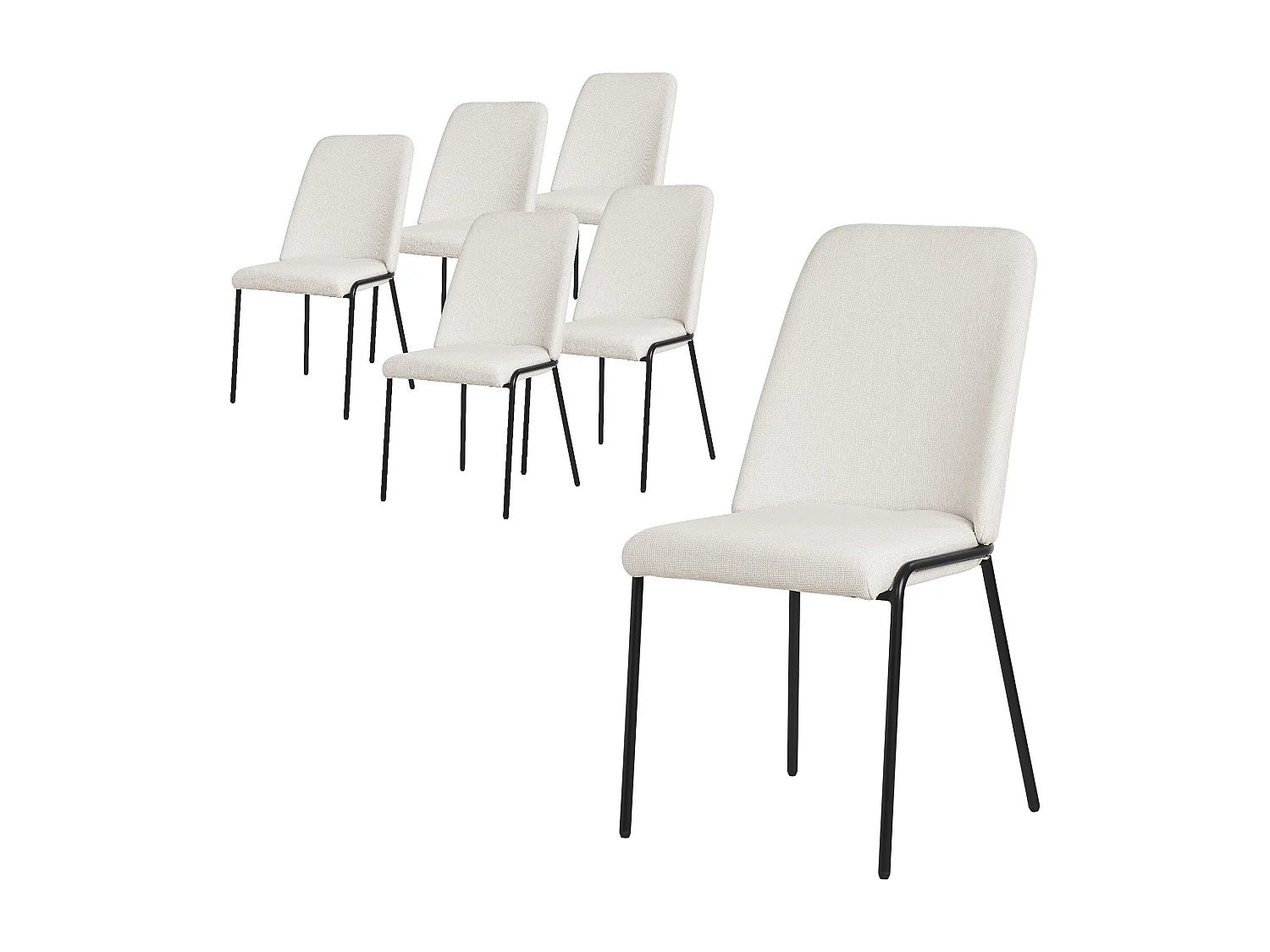 Lot de 6 chaises de salle à manger beige en polyester pieds en métal dossier ergonomique assise rembourrée sièges confortables pour cuisine salon
