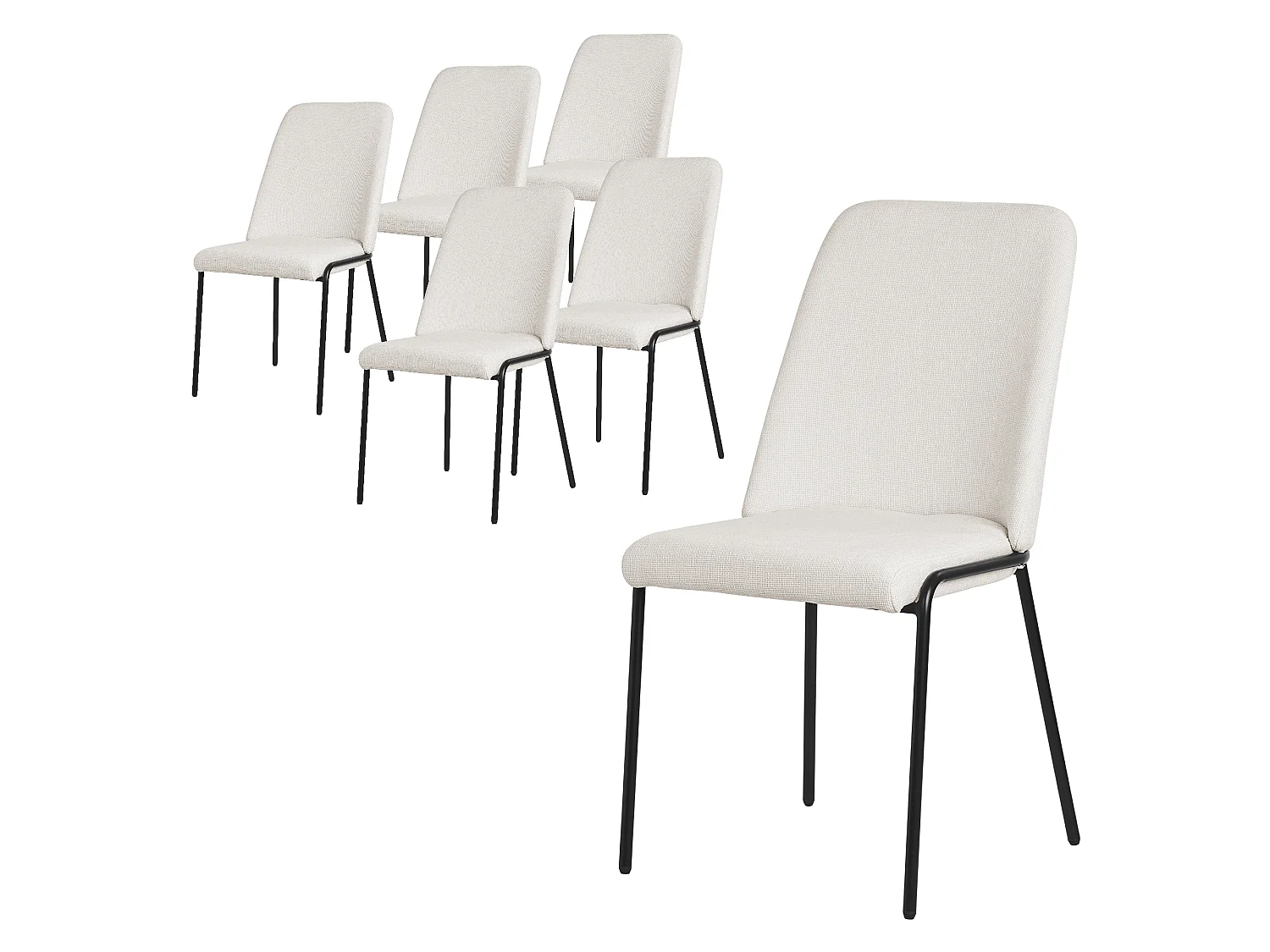 ML-Design 6x Sillas de comedor beige poliéster tapizado con patas de metal asiento acolchado con respaldo diseño atemporal mueble ergonómico
