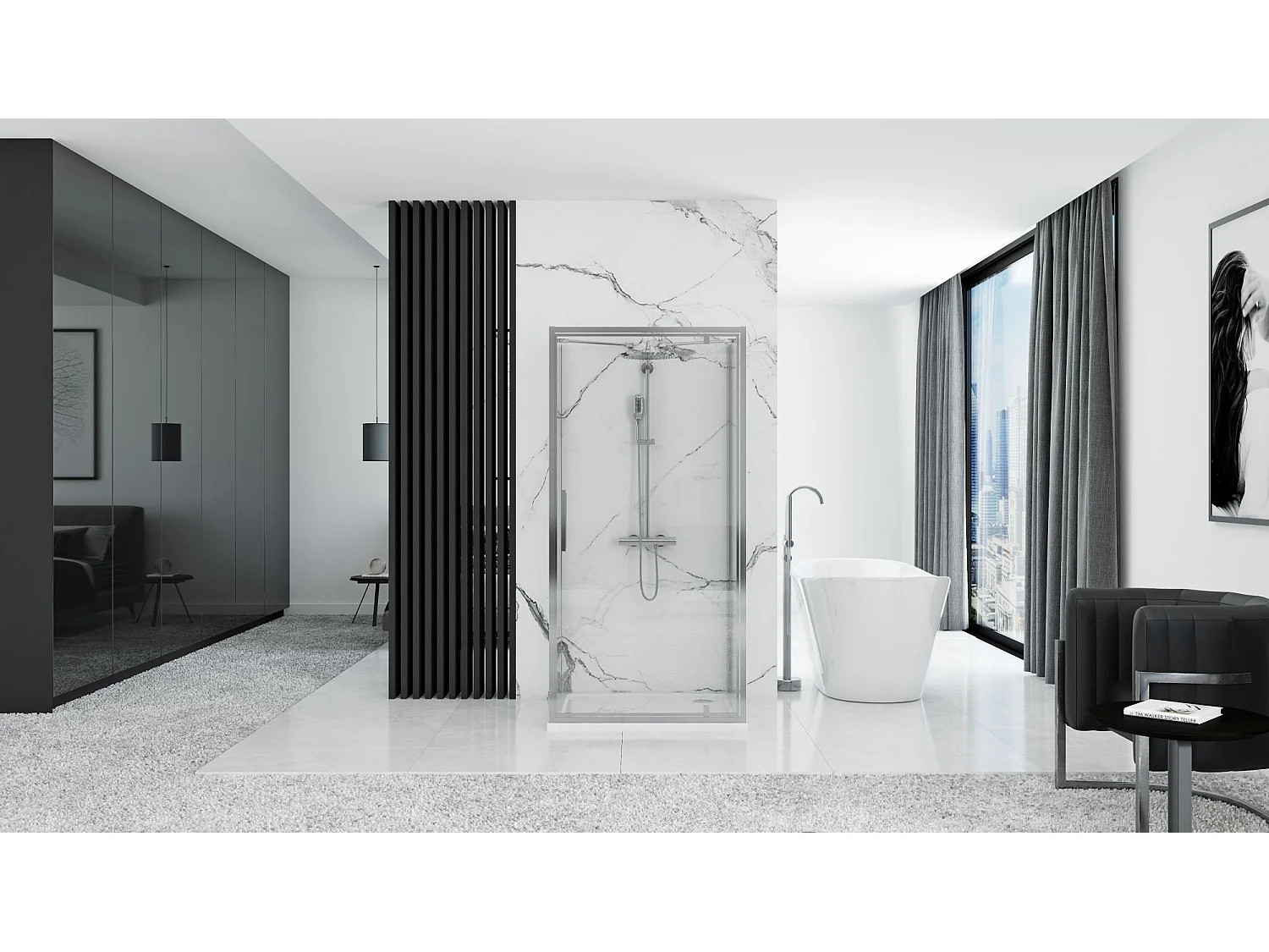 Cabine De Douche Murale Rea Rapid Swing 120X80 Chrome