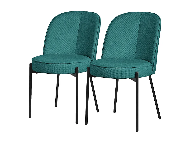 Lot de 2 chaises de salle à manger pétrole en polyester pieds en métal dossier arrondi ergonomique assise rembourrée sièges pour cuisine et salon