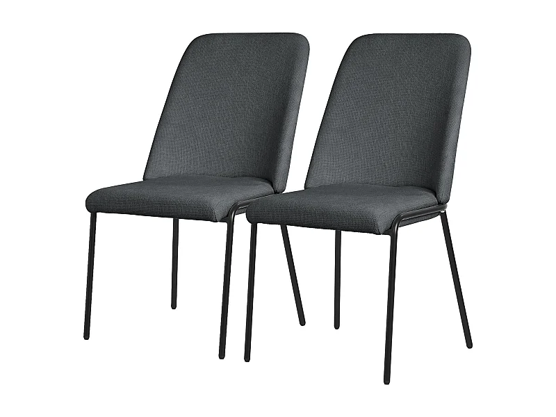 ML-Design 2x Sillas de comedor antracita poliéster tapizado con patas de metal asiento acolchado con respaldo diseño atemporal mueble ergonómico