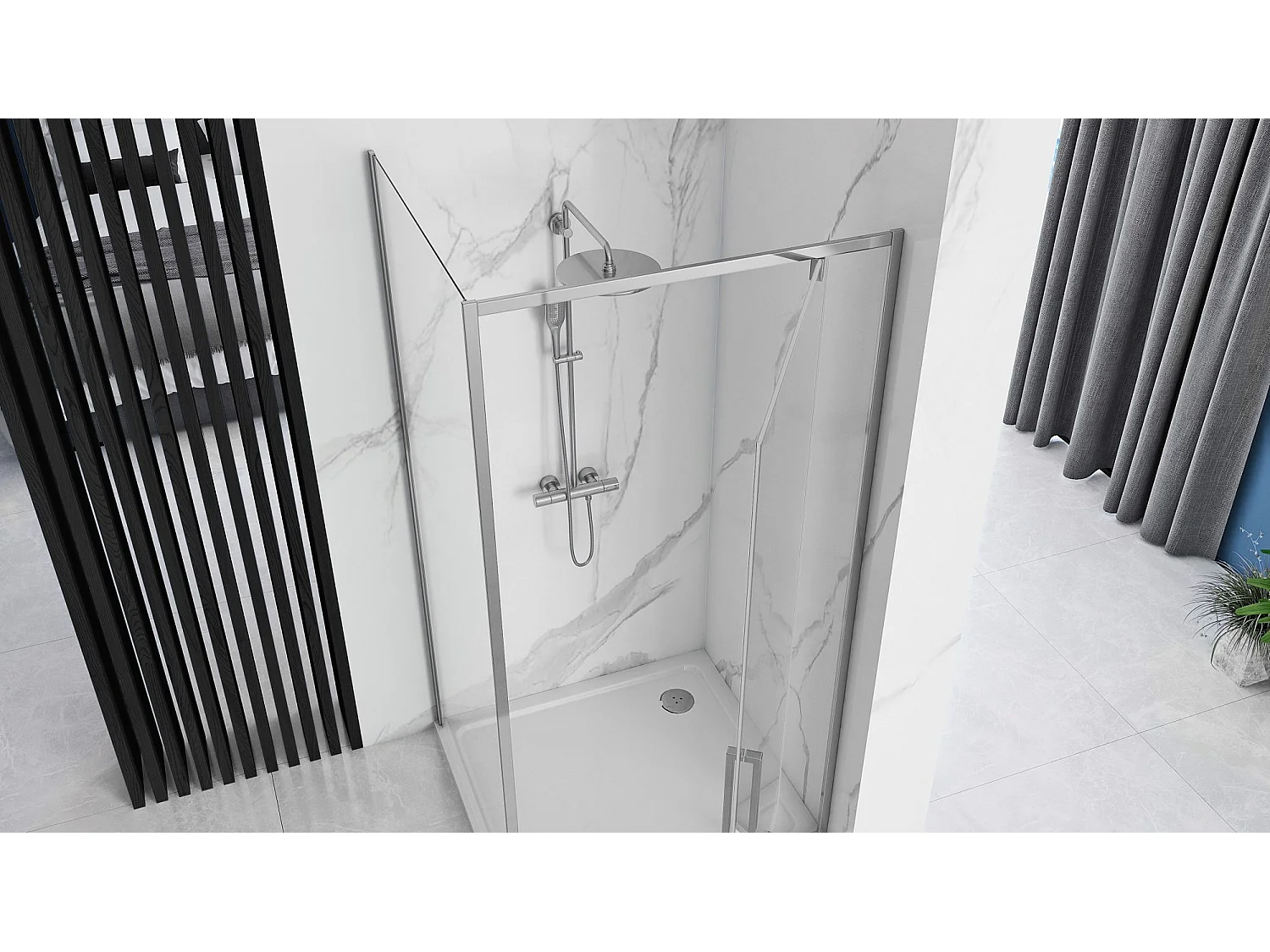 Hoekdouchecabine Rea Rapid Swing 120X80 Chrome