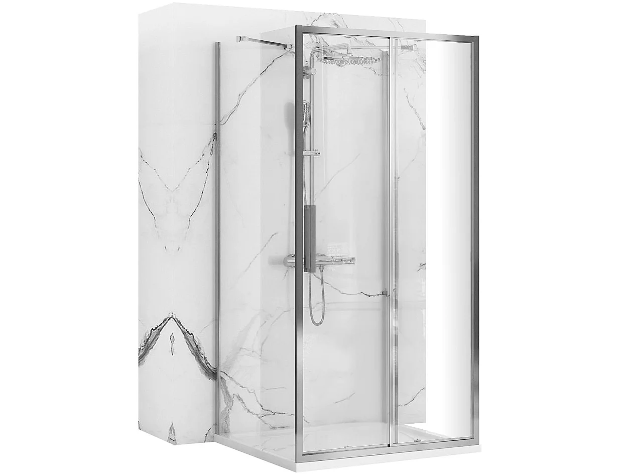Rea wall-mounted shower enclosure RAPID SLIDE 130x80 Chrome
