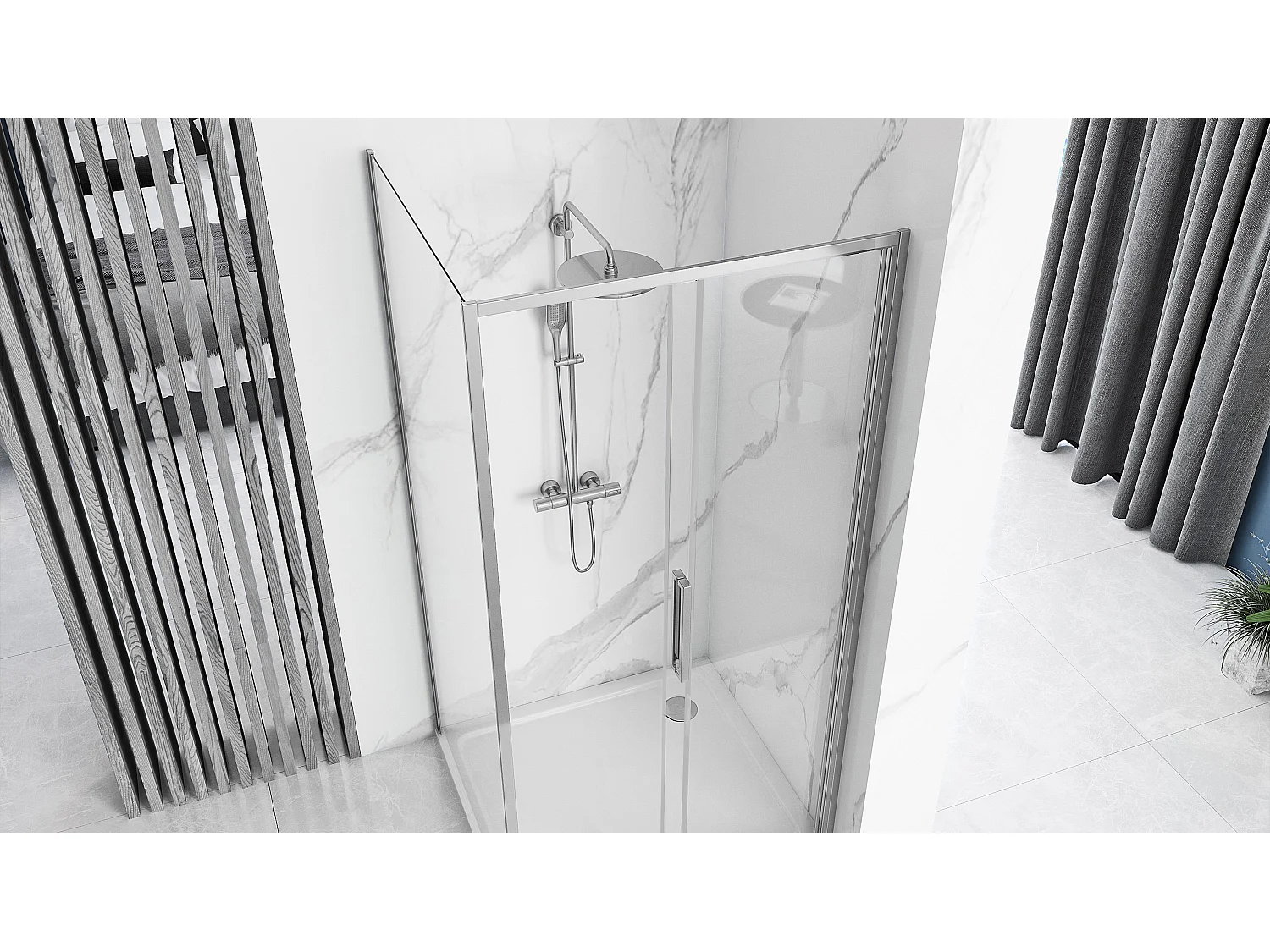 Cabine De Douche D'Angle Rea Rapid Slide 160X100 Chrome