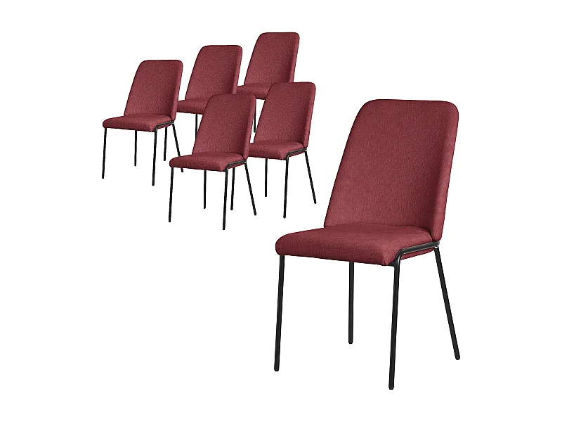 ML-Design Set di 6 sedie da pranzo rossa in poliestere gambe in metallo, poltroncine imbottite per soggiorno e cucina, poltrone ergonomiche reception