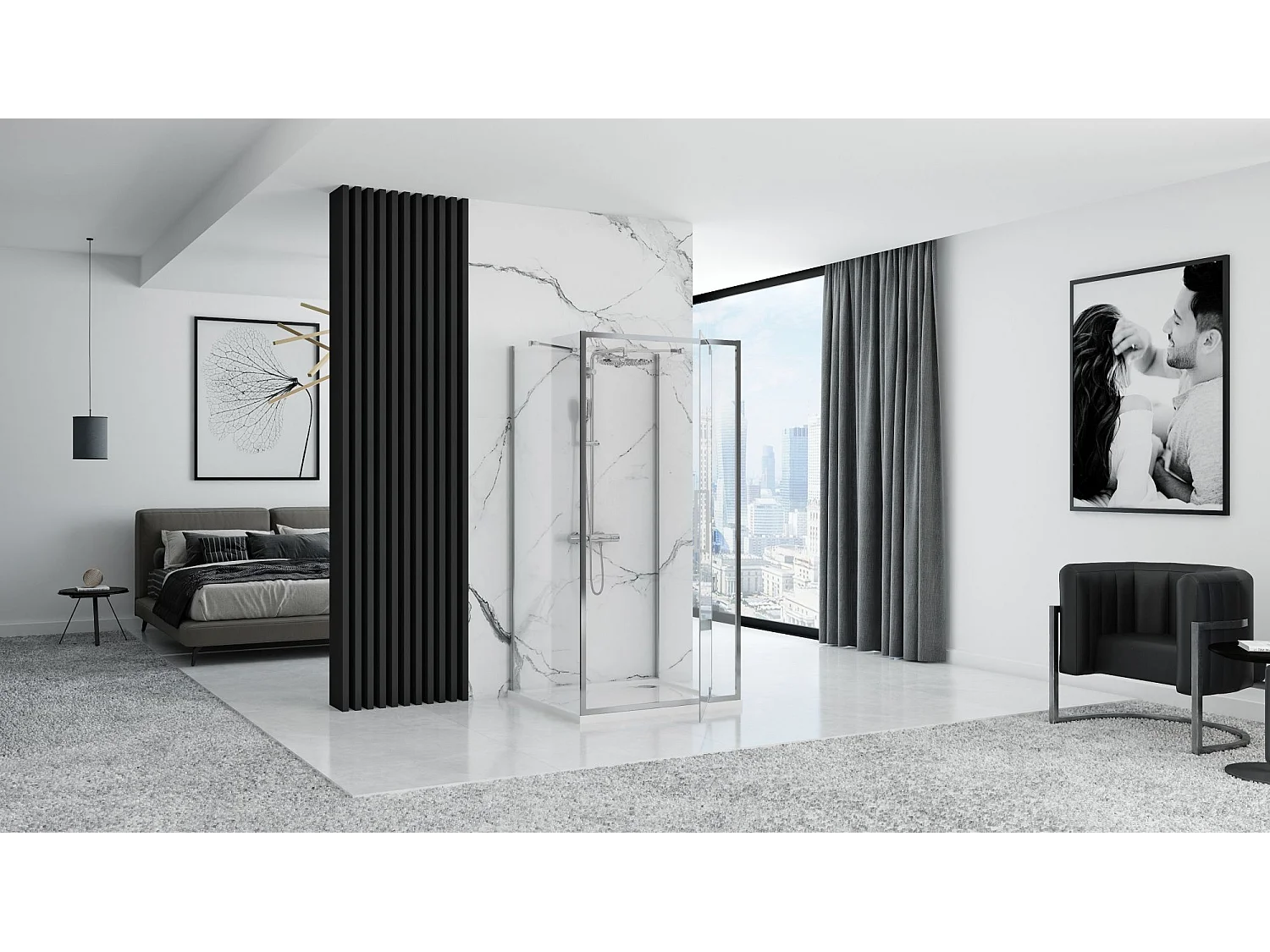 Cabine De Douche Murale Rea Rapid Swing 120X90 Chrome