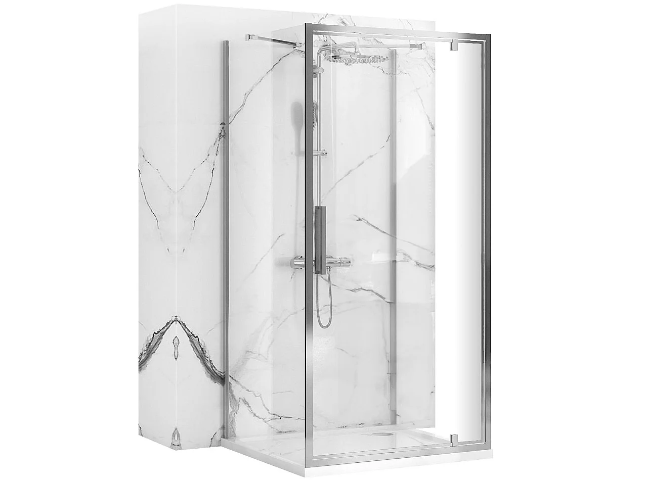 Cabine De Douche Murale Rea Rapid Swing 120X90 Chrome