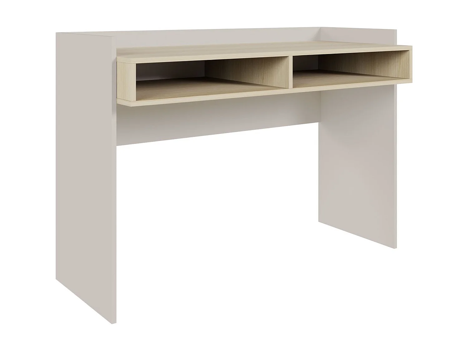 Bureau avec deux niches - 120 × 53 cm - beige cachemire et aspect chêne - TABISE