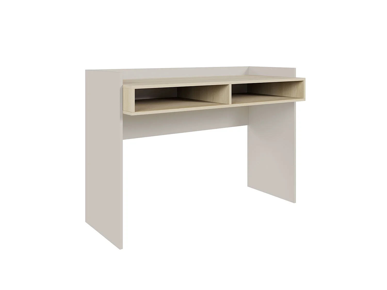 Bureau avec deux niches - 120 × 53 cm - beige cachemire et aspect chêne - TABISE