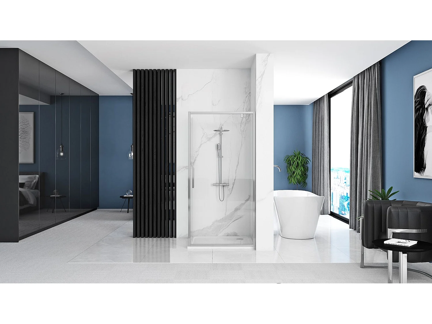 Hoekdouchecabine Rea Rapid Swing 120X90 Chrome