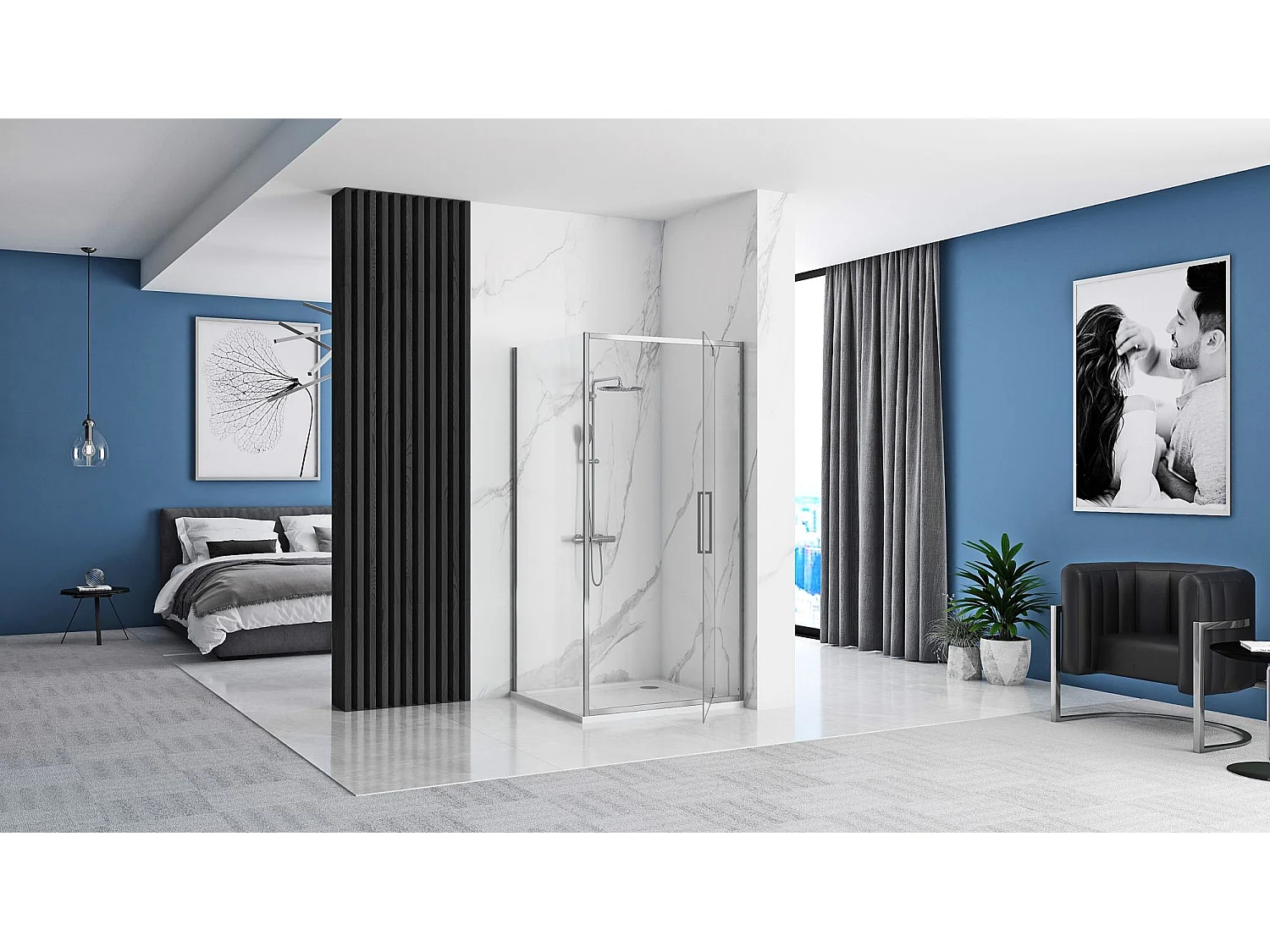 Cabine De Douche D'Angle Rea Rapid Swing 120X90 Chrome