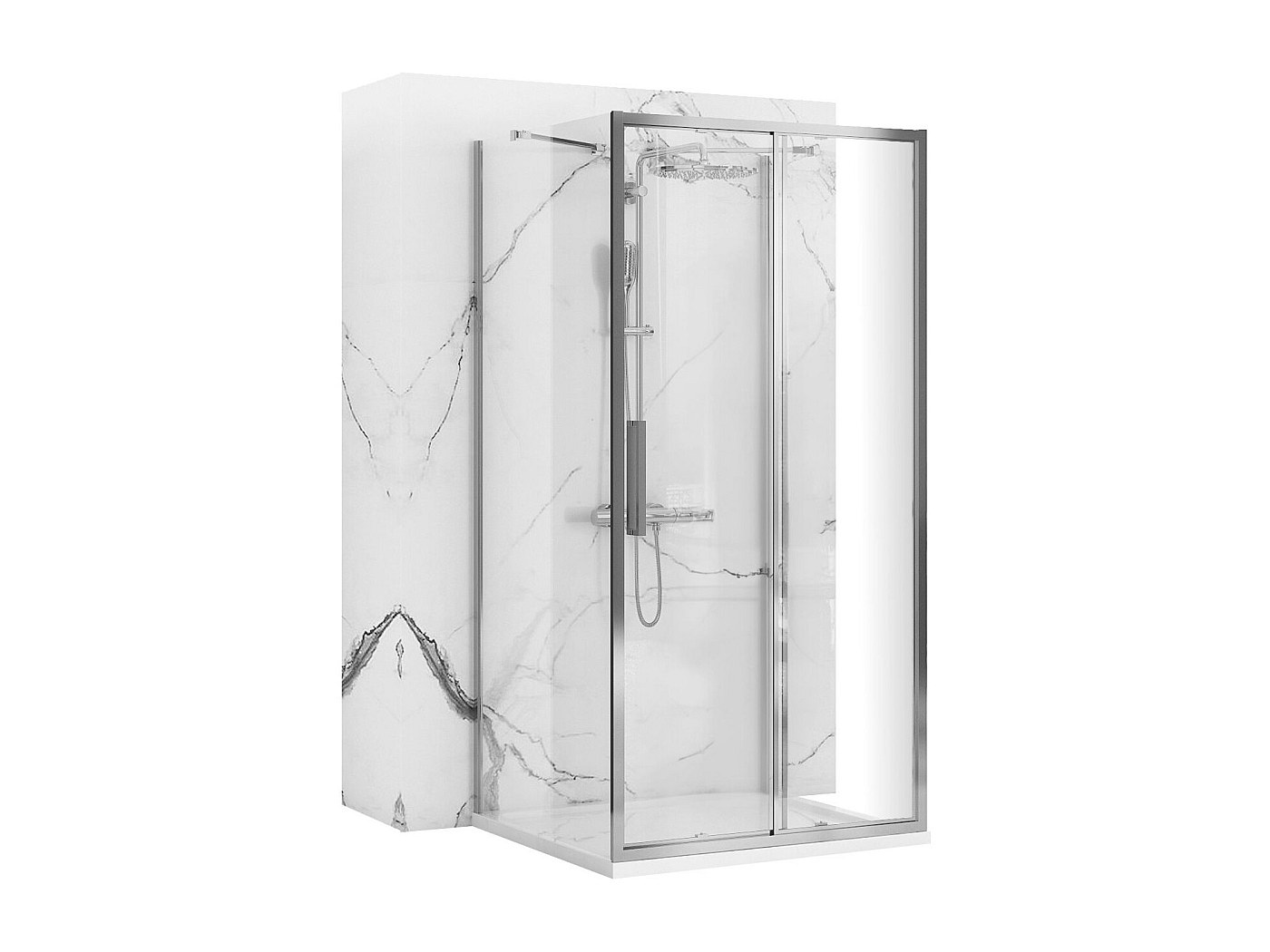 Umbra Anelli Doccia Doppi, White/Chrome, Confezione Da 12, Silenziosi Con Sfere In Gomma, Antigraffio
