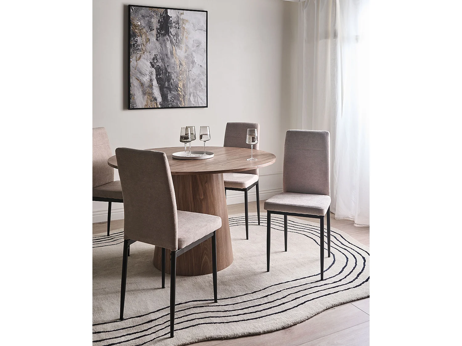 Lot de 4 chaises de salle à manger RINER Tissu Taupe