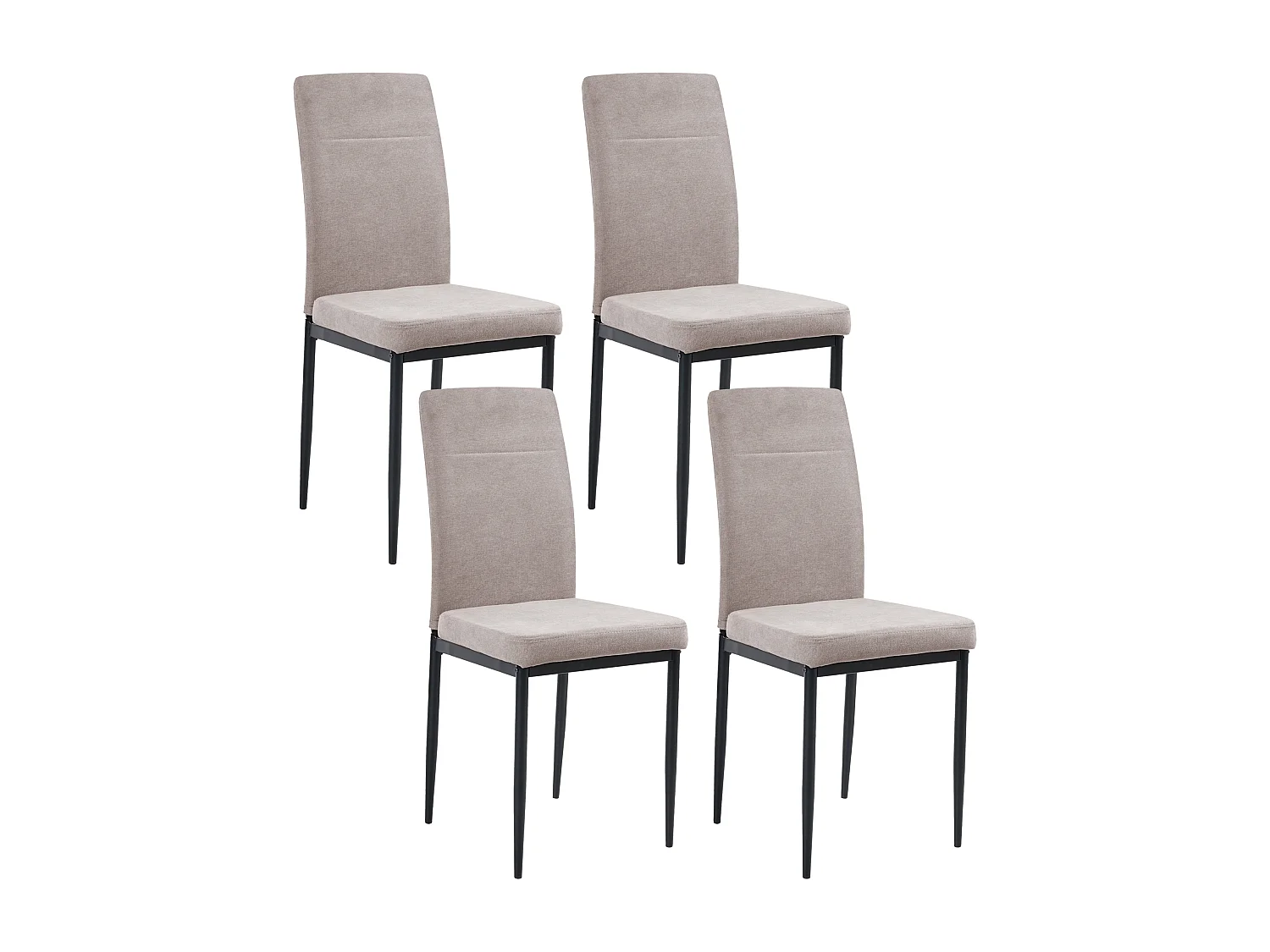 Lot de 4 chaises de salle à manger RINER Tissu Taupe