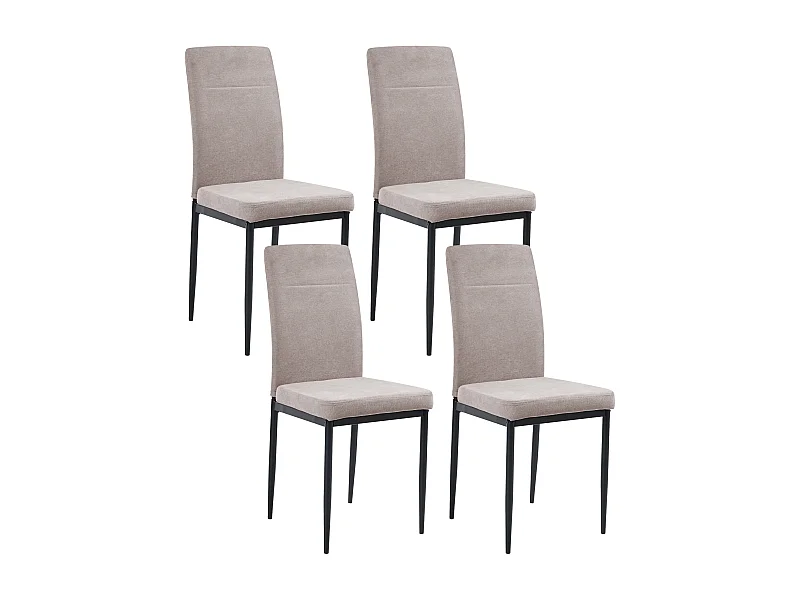 Lot de 4 chaises de salle à manger RINER Tissu Taupe