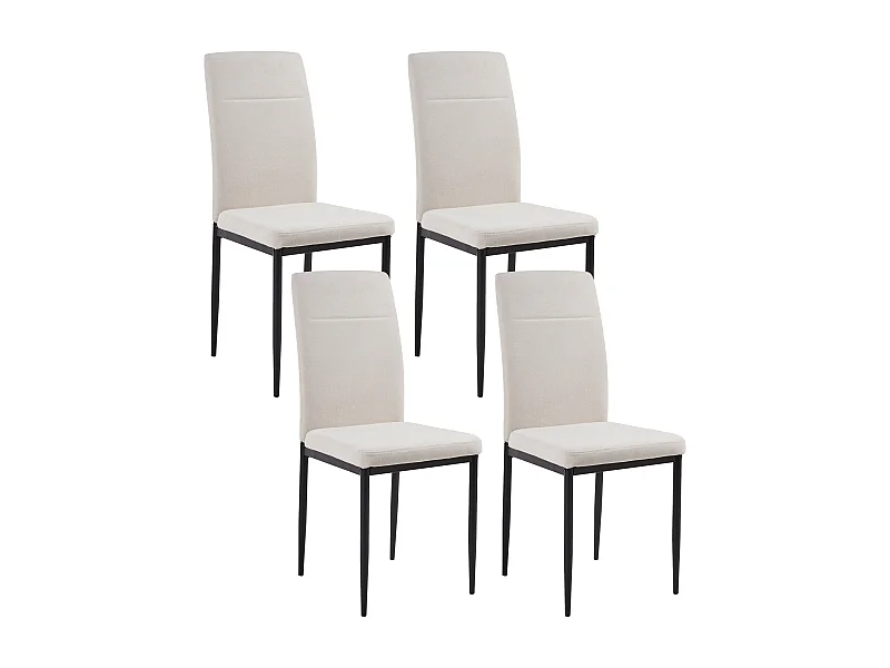 Lot de 4 chaises de salle à manger RINER Tissu Beige clair