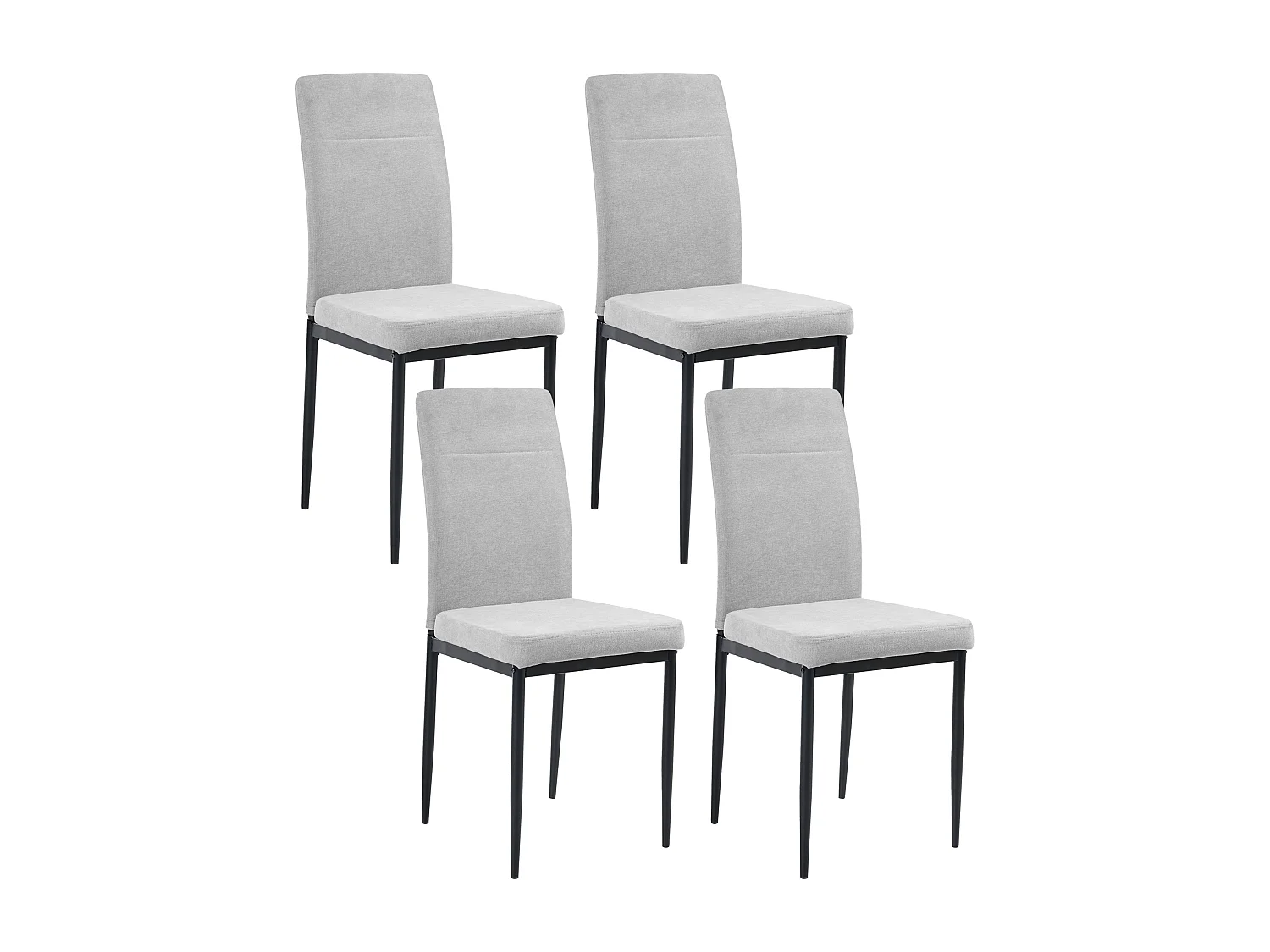 Lot de 4 chaises de salle à manger RINER Tissu Gris