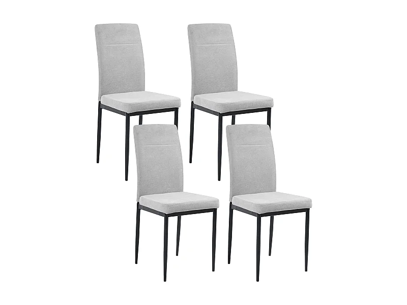 Lot de 4 chaises de salle à manger RINER Tissu Gris