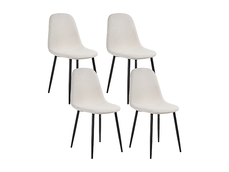 Lot de 4 chaises de salle à manger CRANDALL Tissu Beige clair