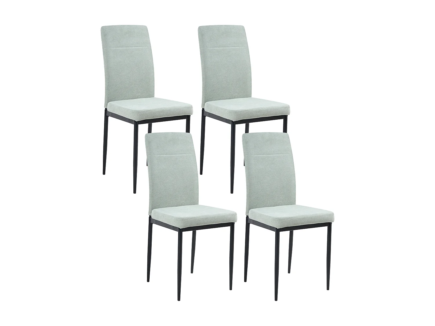 Lot de 4 chaises de salle à manger RINER Tissu Vert clair