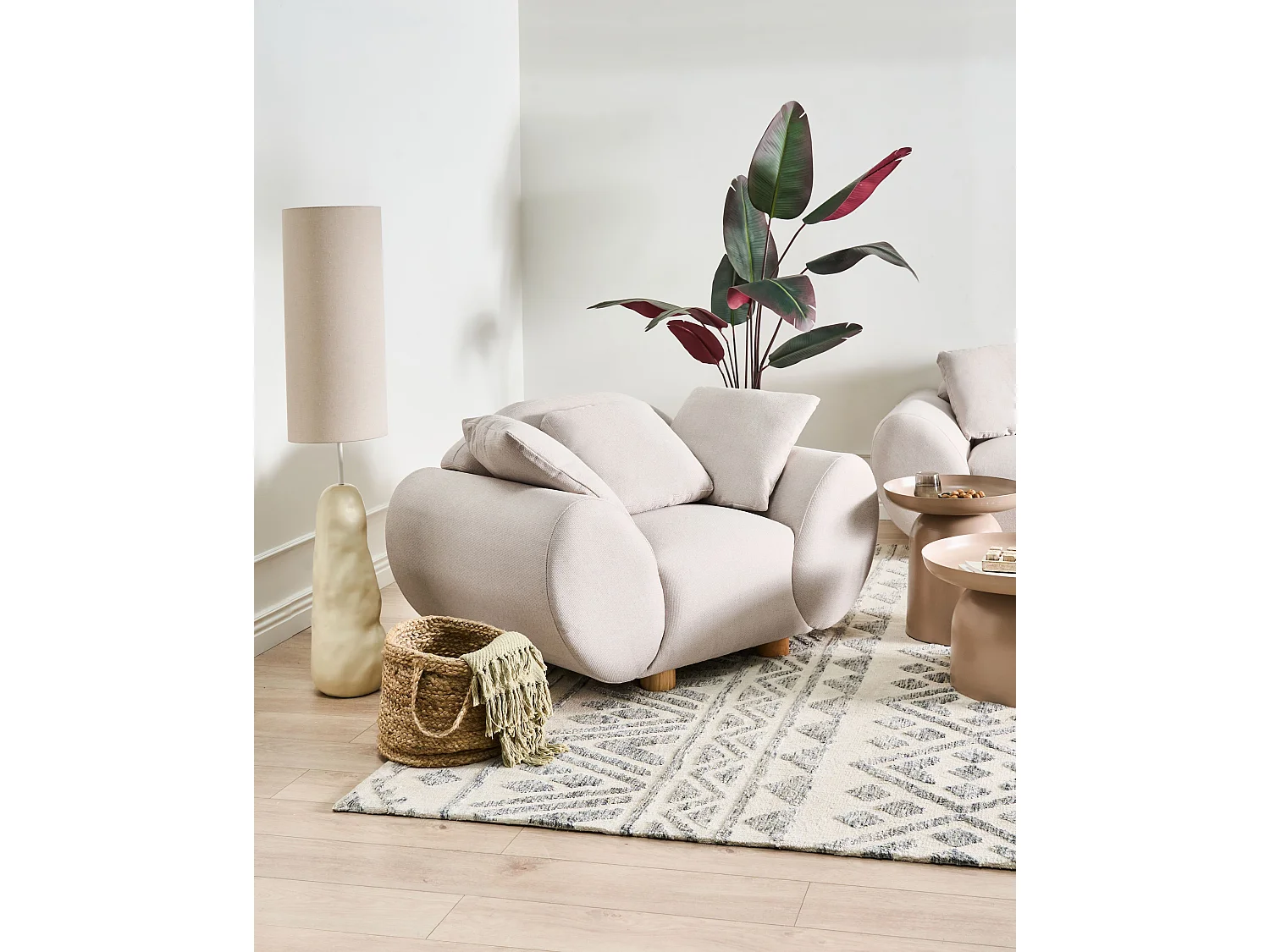Fauteuil RINGEL avec coussins Tissu Beige clair