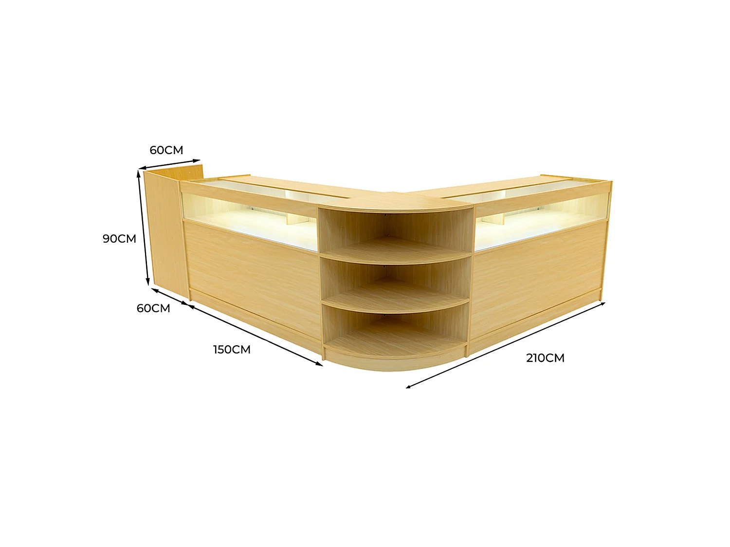Comptoirs de Vente à LED Ensemble Sagittarius - Érable LM60, 2 x B1500, TB60