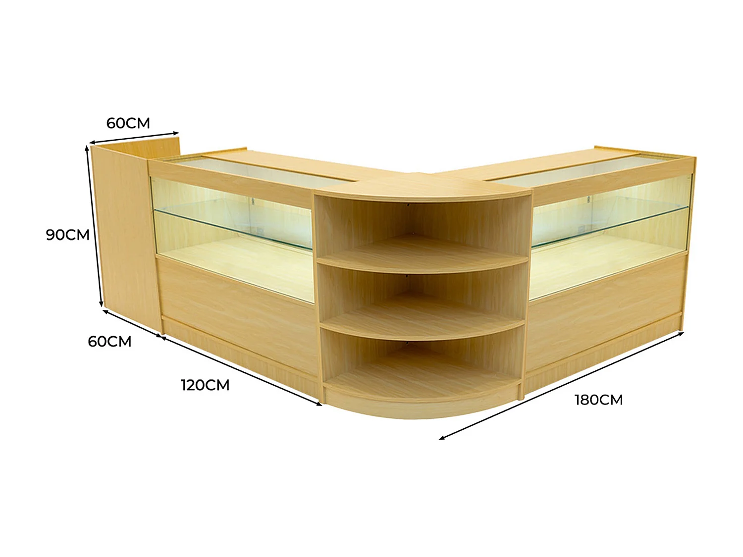 Set Banconi con Illuminazione LED Eclipse 2 x C1200, LM60 & TB60 - Acero