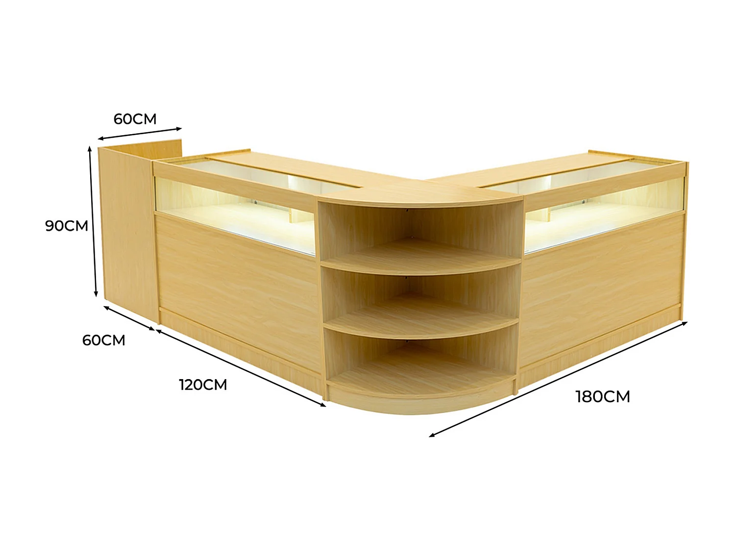 Sagittarius LED Verkaufstheken-Set LM60 + B1200 (2 Stück)+ TB60 – Ahorn
