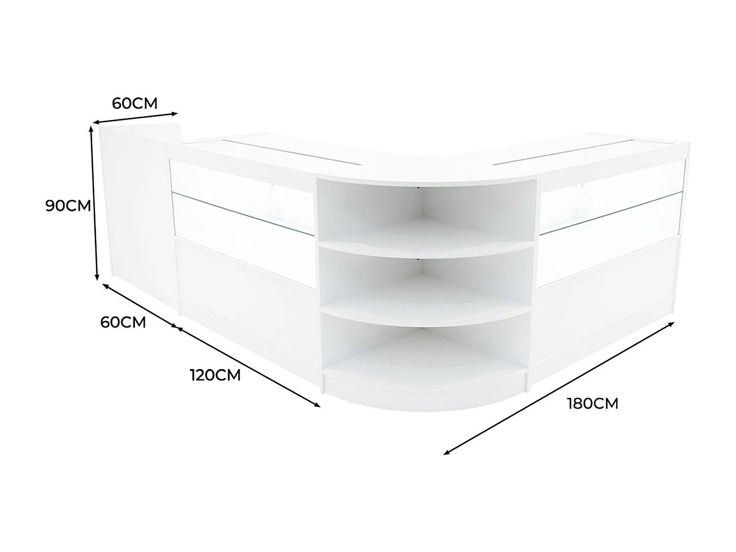 Zestaw oświetlenia Eclipse LED do lady sklepowej LM60, TB60 i 2 x C1200 – biały