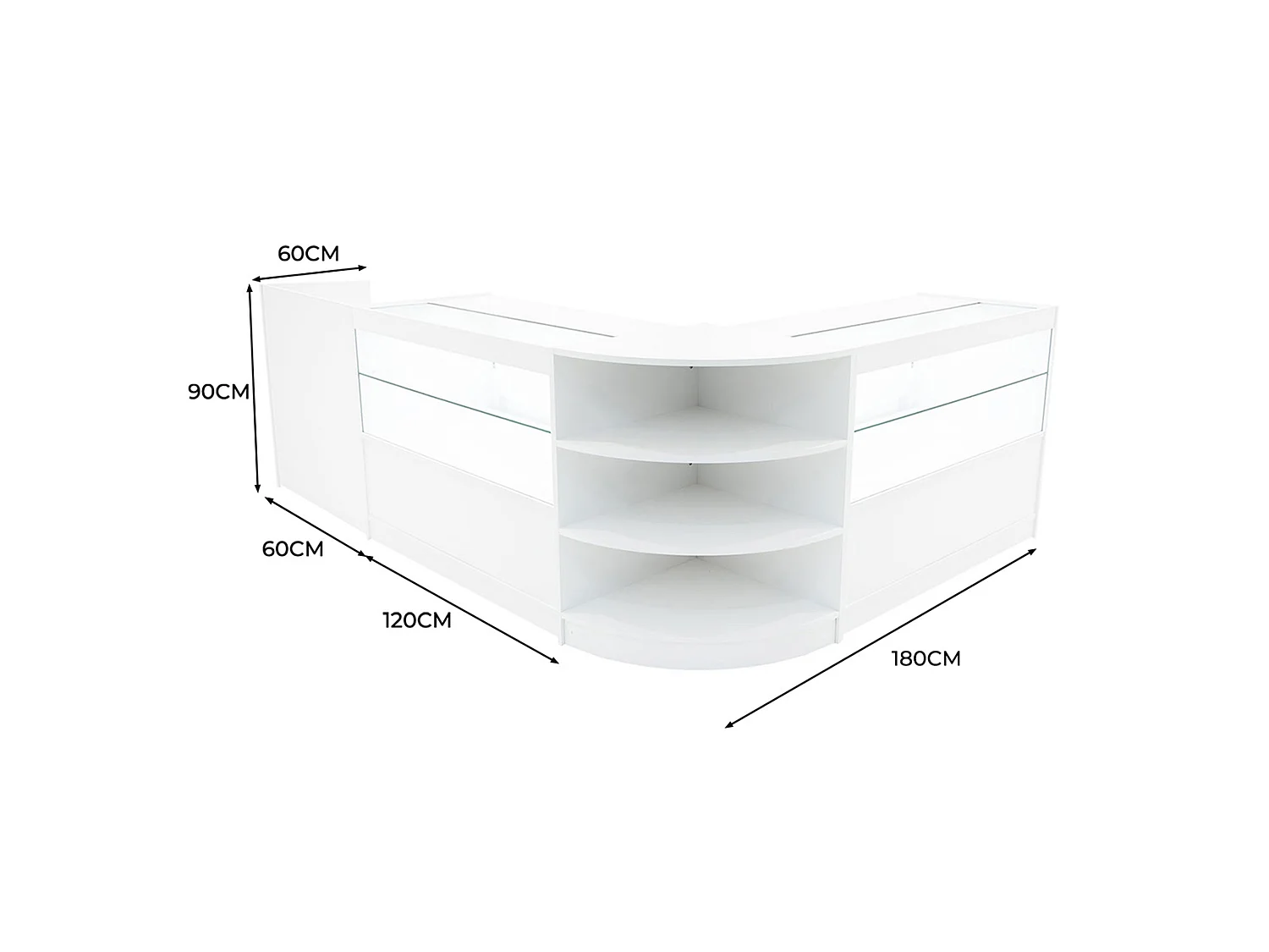 Eclipse LED-myymälätiskisarja LM60, TB60 ja 2 x C1200 - valkoinen