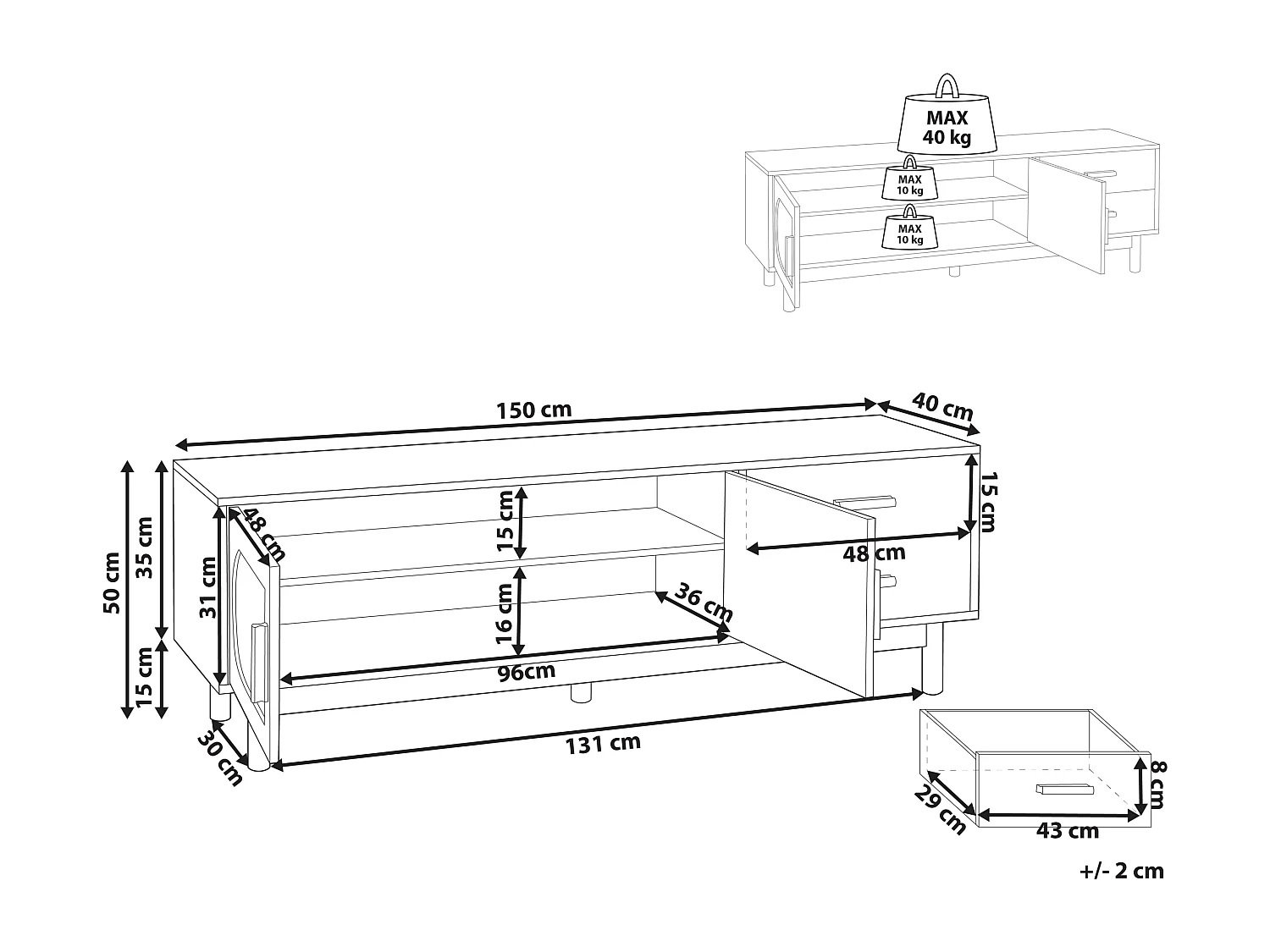 Meuble TV COSTELLO Marron clair