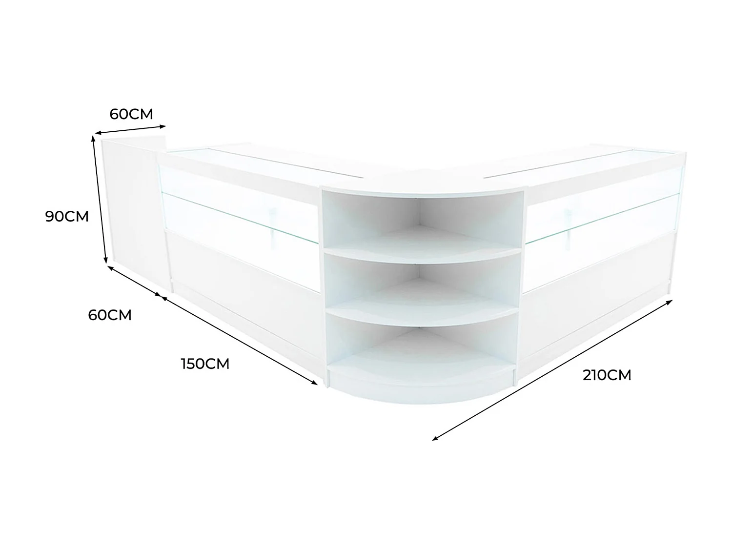 Comptoirs de Vente à LED Ensemble Eclipse - Blanc LM60, 2 x C1500, TB60