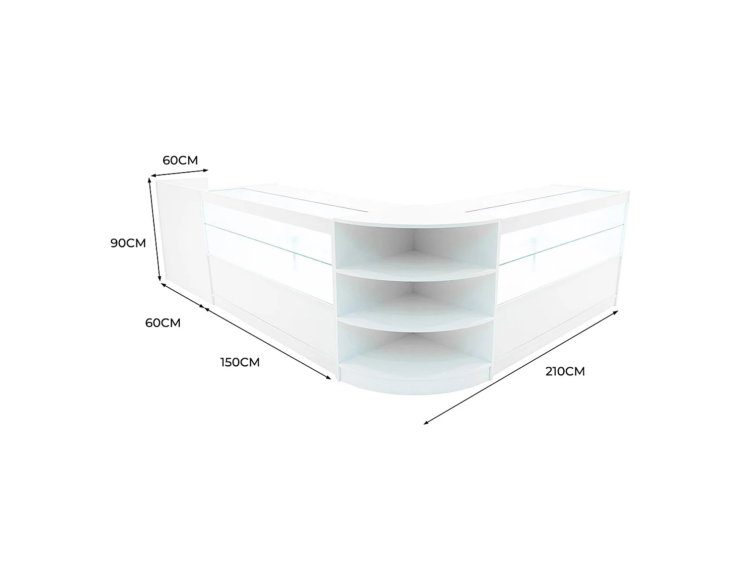Eclipse LED-myymälätiskisarja LM60, TB60 ja 2 x C1500 - valkoinen