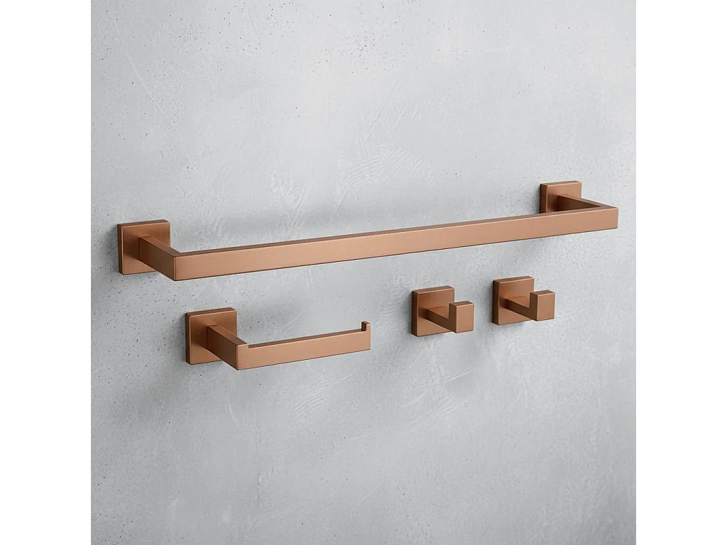 Conjunto De Cabides Para Banheiro Rea Rio 4 Pieces Brush Copper