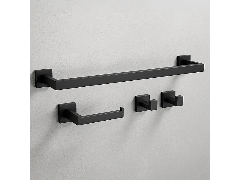 Ensemble De Cintres De Salle De Bain Rea Rio 4 Pieces Black