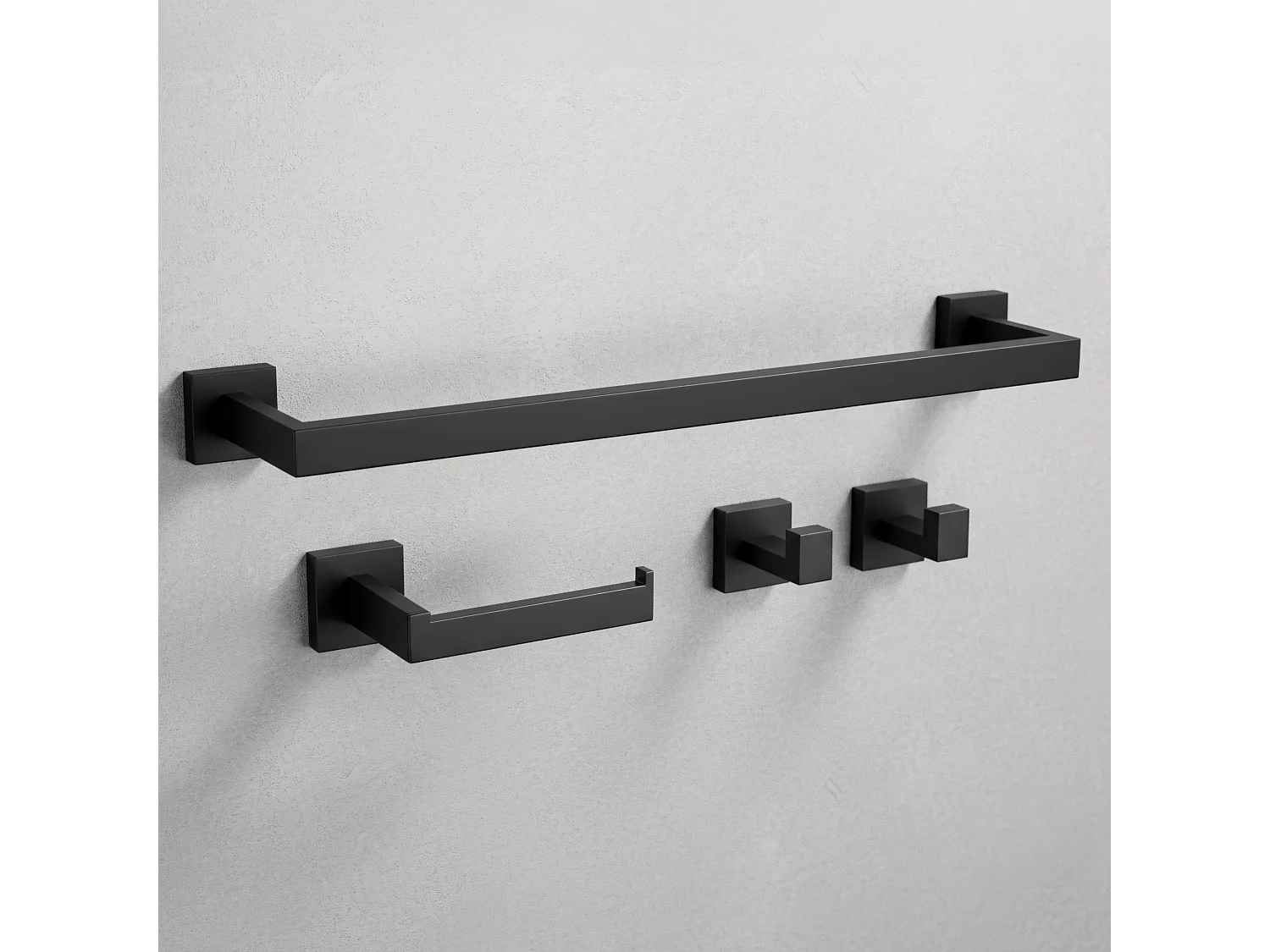 Ensemble De Cintres De Salle De Bain Rea Rio 4 Pieces Black