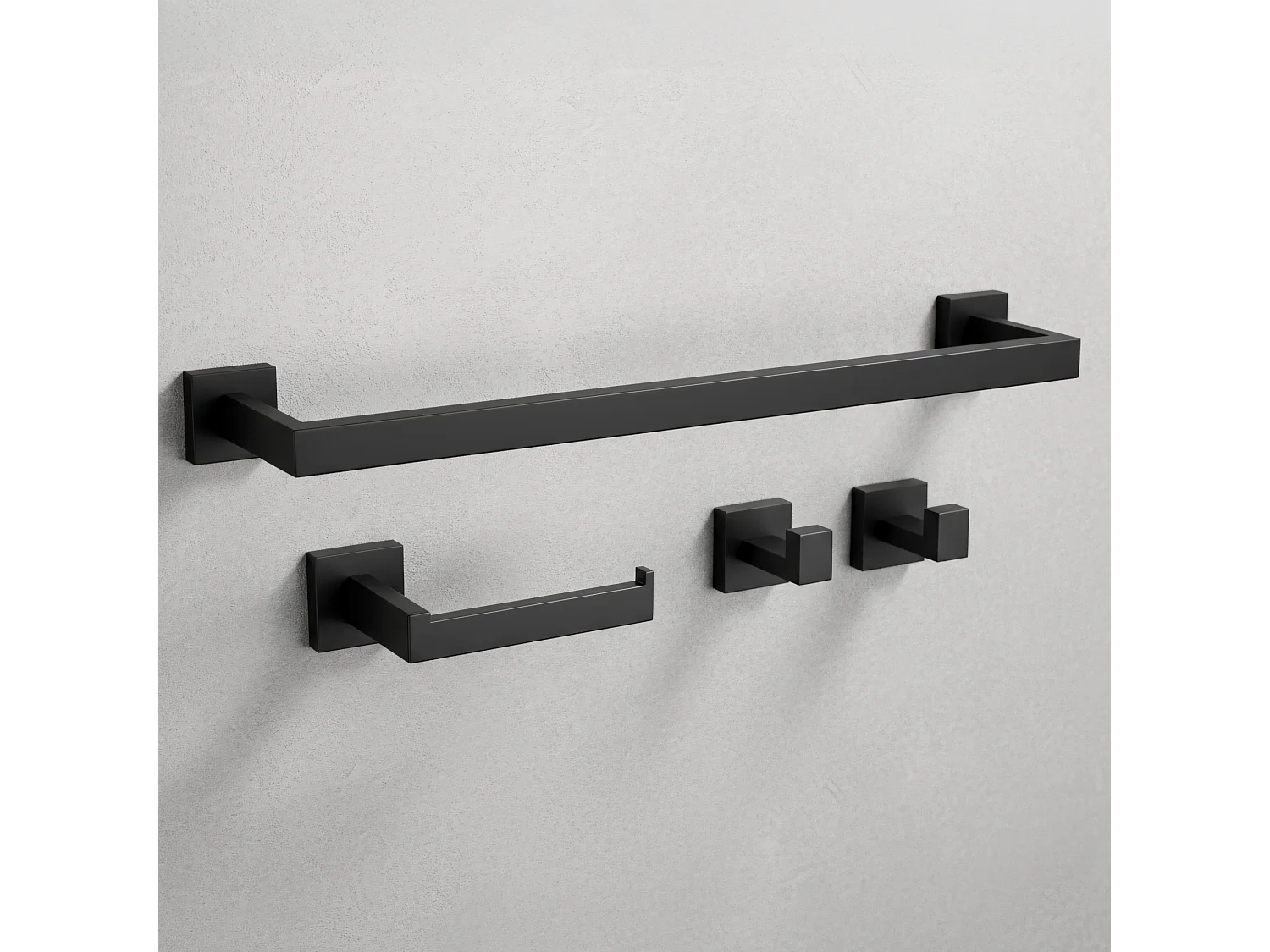 Ensemble De Cintres De Salle De Bain Rea Rio 4 Pieces Black