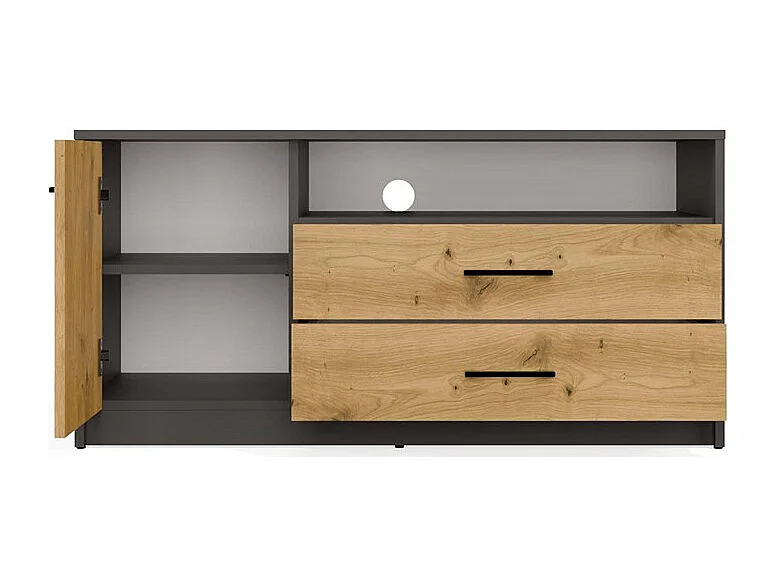 SIMPLO Szafka RTV 1D2S | Antracyt Dąb Artisan | 109x45x53 cm | Nowoczesny Stolik TV