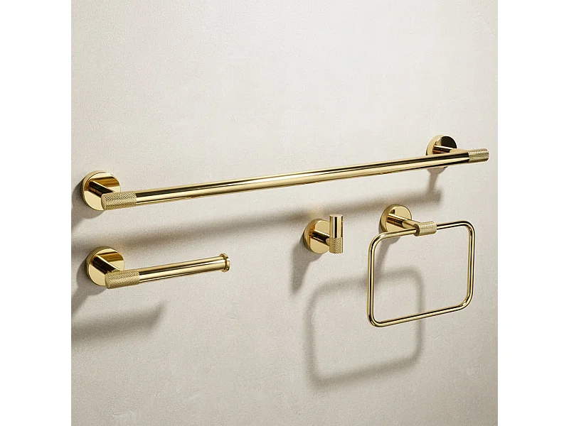 Set Di Grucce Per Il Bagno Rea Grid 4 Pieces Gold