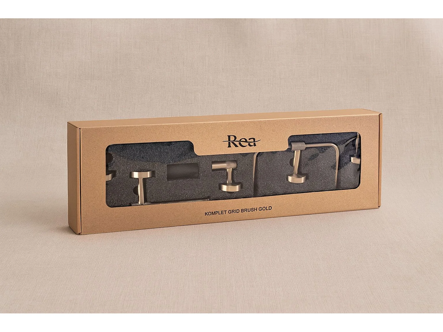 Set Di Grucce Per Il Bagno Rea Grid 4 Pieces Brush Gold