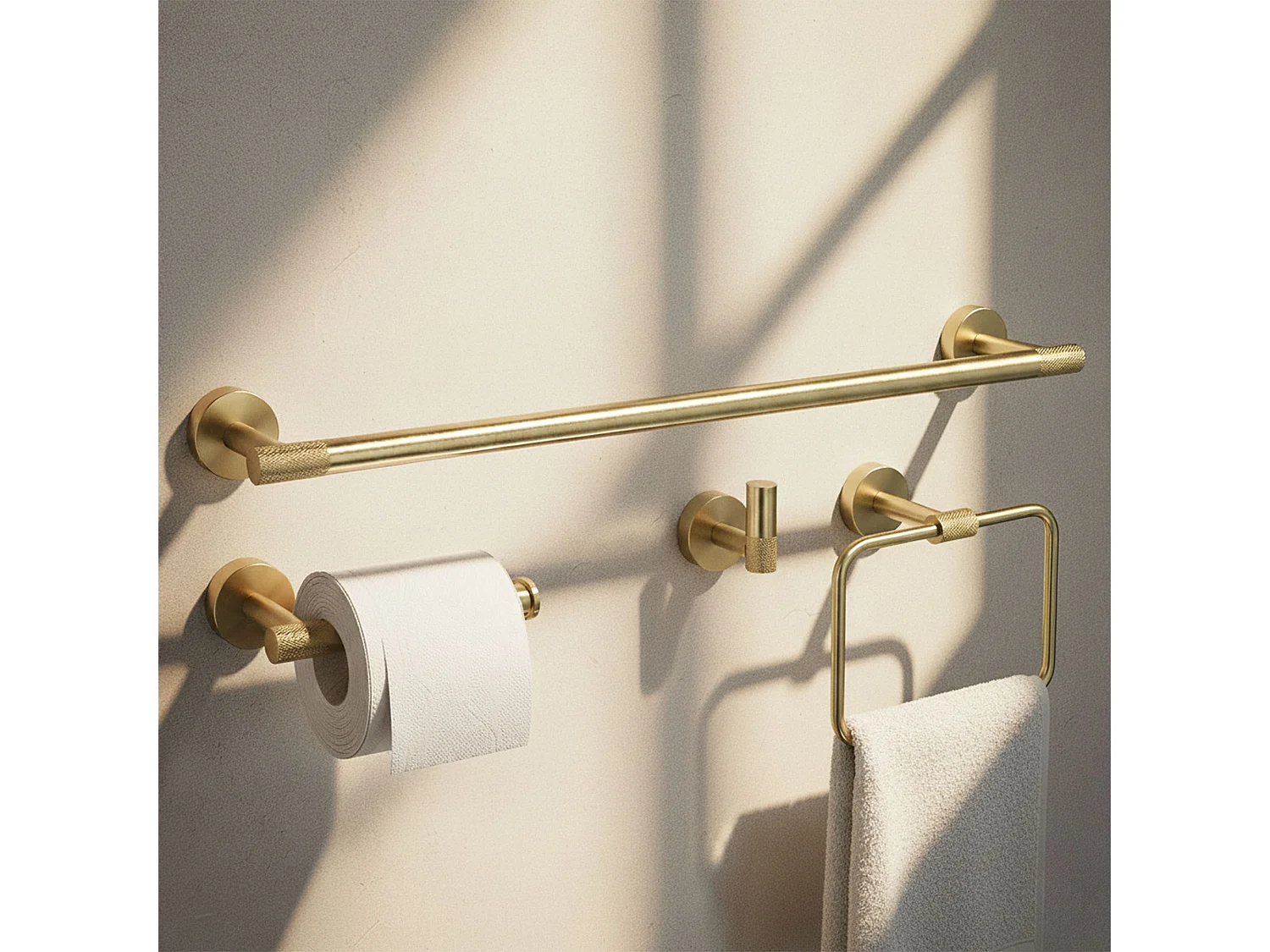 Ensemble De Cintres De Salle De Bain Rea Grid 4 Pieces Brush Gold