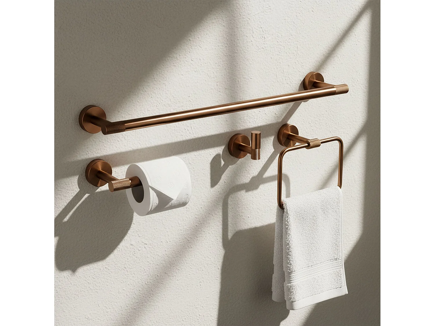 Set Di Grucce Per Il Bagno Rea Grid 4 Pieces Brush Copper