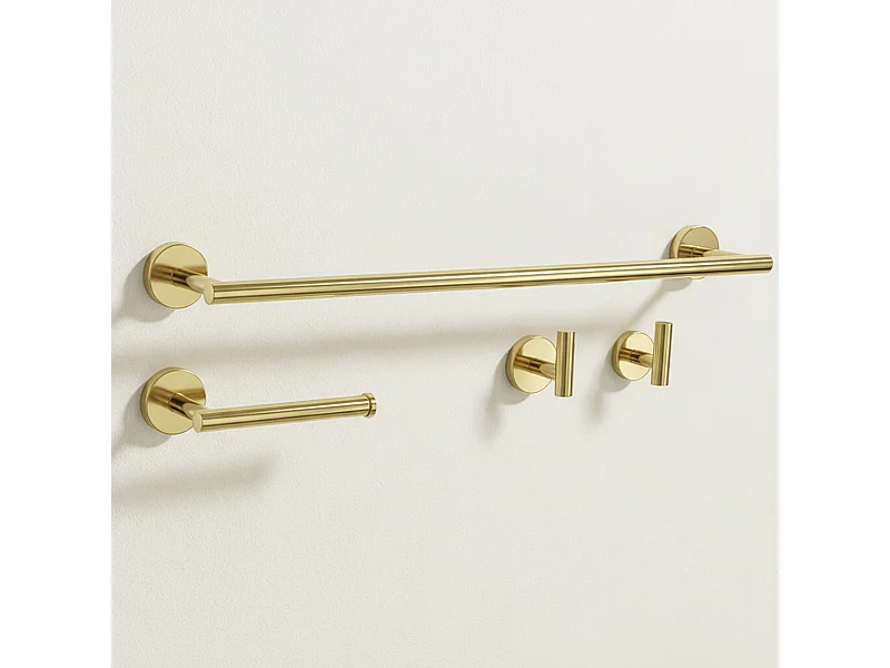 Conjunto De Cabides Para Banheiro Rea Ari 4 Pieces Gold