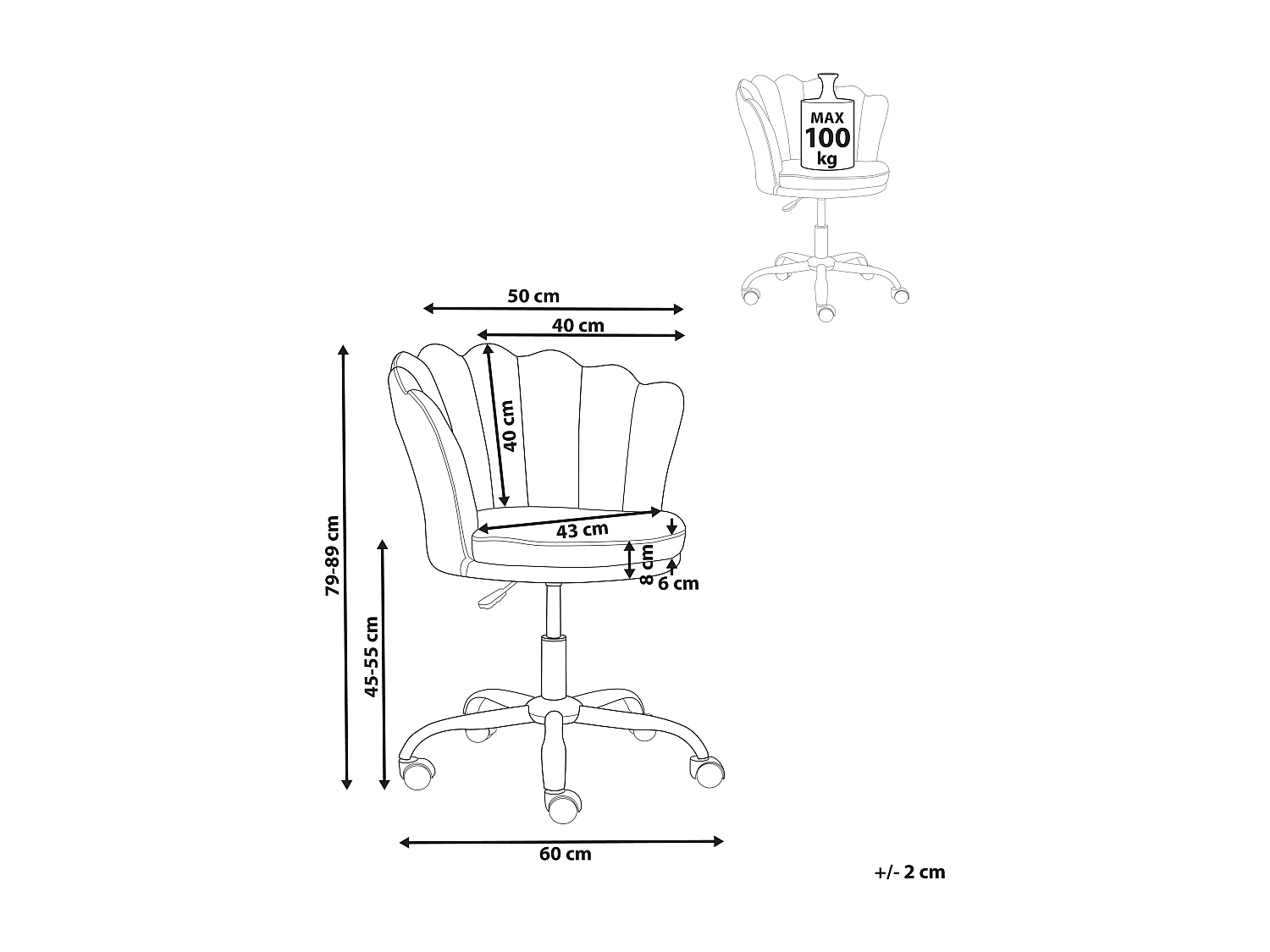 Chaise de bureau MONTICELLO Velours Noir