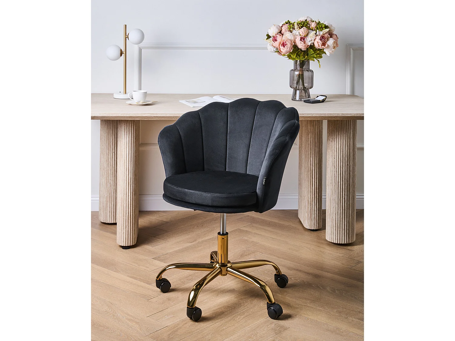 Chaise de bureau MONTICELLO Velours Noir